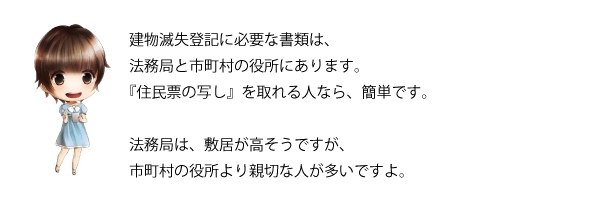 建物滅失登記　市役所　町役場　法務局