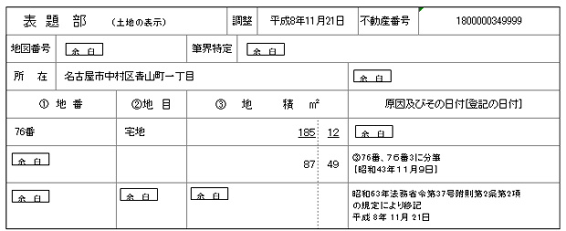 土地の登記事項証明書（登記簿の写し） 1